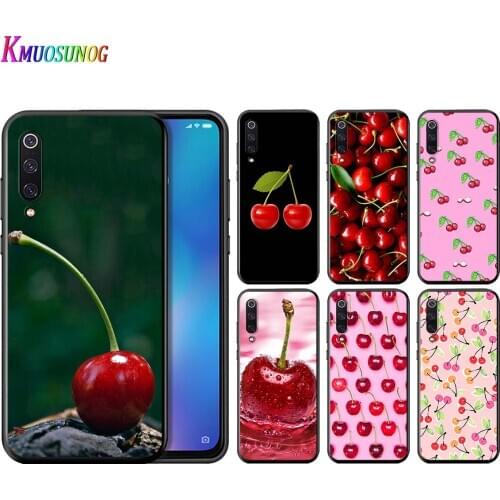 Pink Cherries For Xiaomi Mi Poco X3 NFC Note 10 Ultra 5G 9 9T SE 8 A3 A2 A1 5X 6X Play F1 Lite Black Phone Case