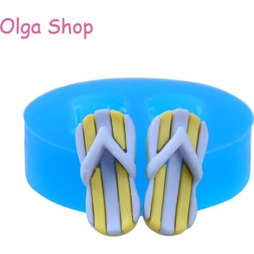 FYL512 21.2mm Flip Flops Sandals Silicone Mold - Fondant, Cake Decorating, Chocolate, Scrapbooking, Resin Polymer Clay Food Safe