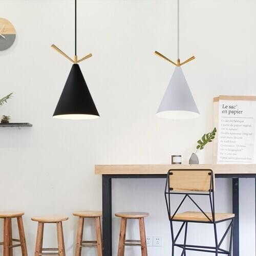 Modern Led Dining Room Pendant Light Nordic Indoor Bedside Kitchen Cone Hanging Lamp Luminaire Drop Lighting Home Decor