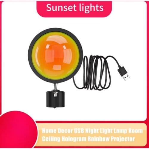 USB Rainbow Dusk Projector Led Night Light Photography Lamp for Bedroom Bar Coffee Store Wall Decoration Lighting