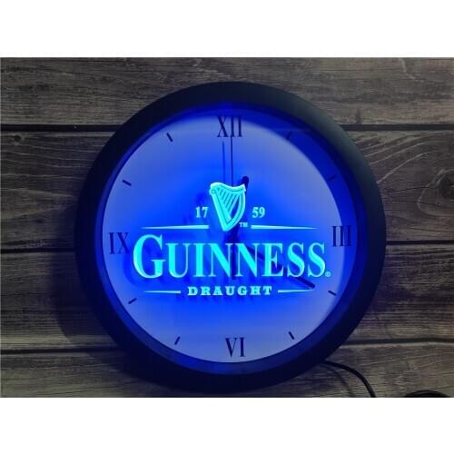 0E002 Guinness Vintage Logos Beer Bar APP RGB 5050 LED Neon Light Signs Wall Clock