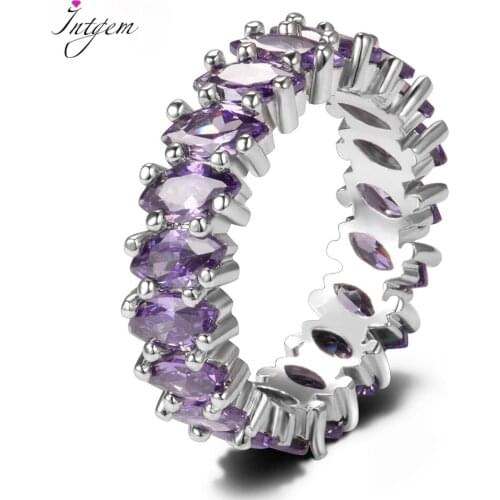 Luxury Purple Amethyst Round 925 Sterling Silver Rings For Women Anniversary Engagement Fashion Ring Girls Daily Party Gifts