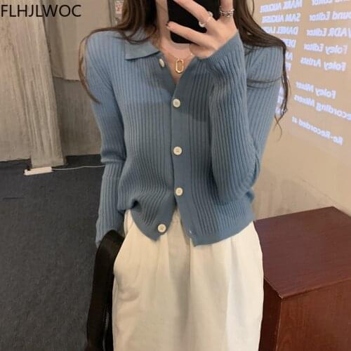 2021 Spring Short Knitted Coat Outerwear Women Preppy Style Japanese Girls Solid Single Breasted Button Sweater Cardigans