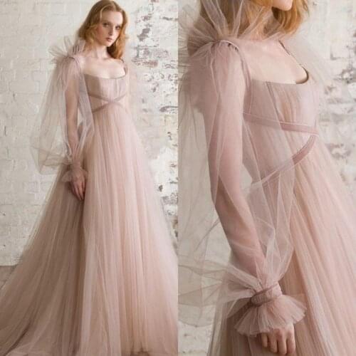 Elegant Evening Dress Long Sleeve A Line Scoop Neck Cheap Prom Dresses Vestidos Customize Formal Celebrity Gowns