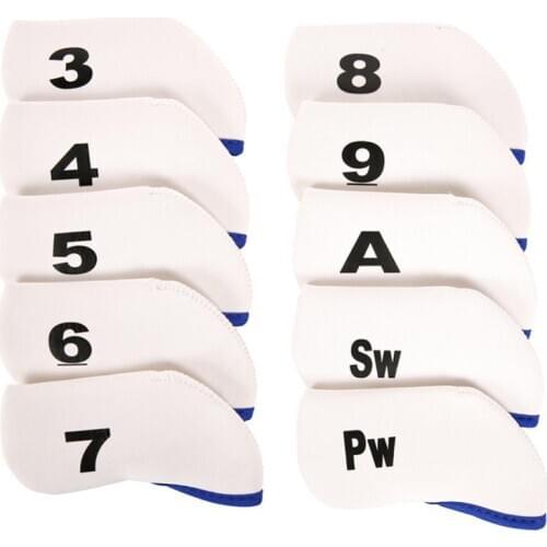 10PCS/Set Black Golf Plain Headcover Iron Cover Set for Cleveland Ping Mizuno Adams Golf Head Protector Golf Accessories