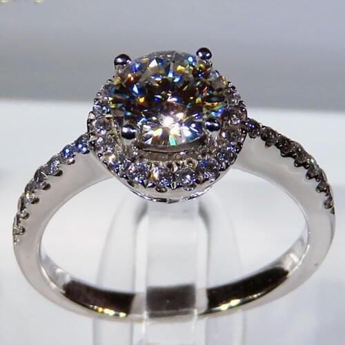 18K Au750 White Gold Women Ring Moissanite Diamonds 1 2 3 4 5 Carat Round Elegant Wedding Party Engagement Anniversary Ring