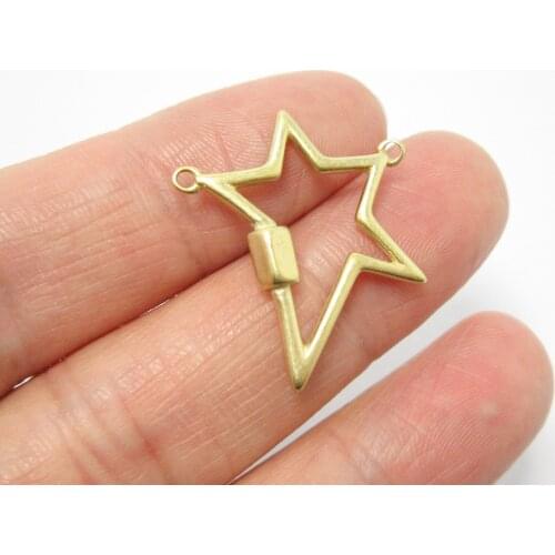 Brass Carabiner clasp Brass star connector Hat accessories 25.8x22.2x1.7mm Pentagram Brass components Handbag necklace-pcs R1310