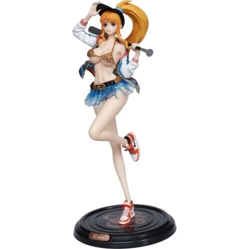 32CM Anime ONE PIECE Nami Play Baseball Thief Cat Fashion Trend Christmas Gift PVC Action Collectible Model Statue Toy