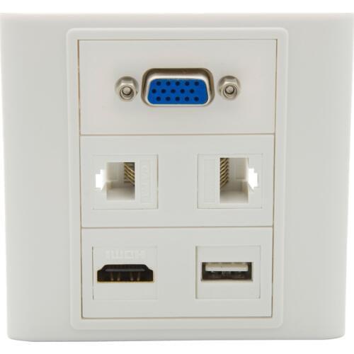 86 Type No Screw VGA RJ45 RJ11 HDMI USB Female To Female Wall Plate