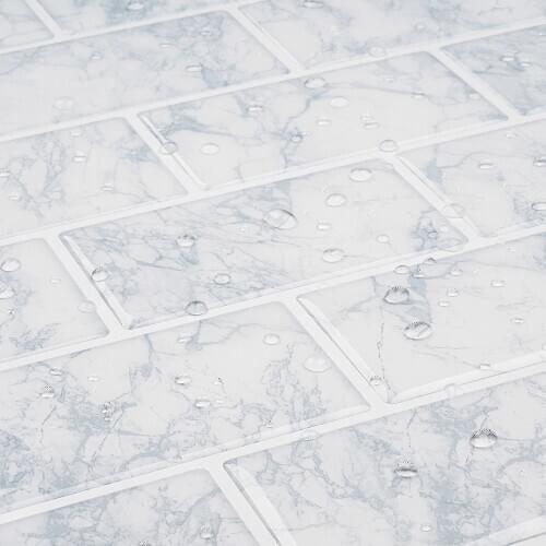 Snow White Marble Self Adhesive Tile Backsplash 3D Wall Sticker Epoxy Bathroom Kitchen Home Decor Oil-Proof Waterproof Decor