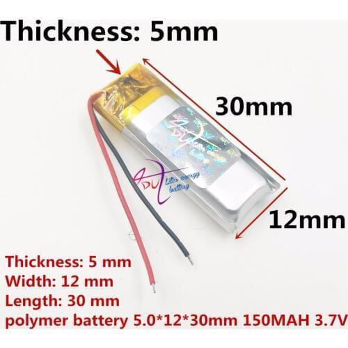 Free shipping 051230 501230 3.7V 150MAH BT150 Bluetooth Headset MP3 lithium polymer battery MP4 GPS Bluetooth headset battery