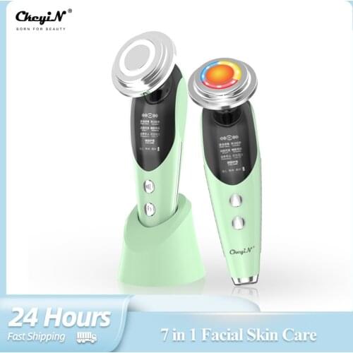 CkeyiN 7 in 1RF EMS Radio Facial Lifting Mesotherapy Electroporation LED Photon Face Skin Rejuvenation Anti Wrinkle Eye Massager