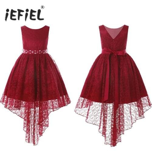 Elegant Flower Girls Dress Wedding Birthday Party Princess Dress Formal Kids Floral Lace Dress Childrens Vestidos For 4-14T