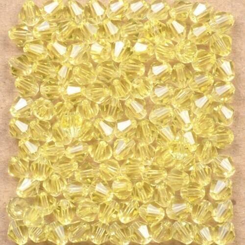 4mm 100PCS Lemon Color Bicone Beads Loose Spacer Bead Crystal Glass Beads Diy Bead For Jewelry Making Bracelet Bangles Necklace
