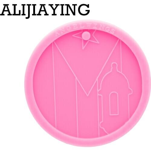 DY0473 Glossy La Garita Silicone keychain Mold , Puerto Rico flag Resin Pendant Mould for Epoxy Jewelry Making DIY Crafts