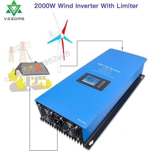 1000W 2000W Wind MPPT Power On Grid Tie Inverter With Limiter Sensor Pure Sine Wave 110V 220V For 24V 48V Wind Turbine Generator