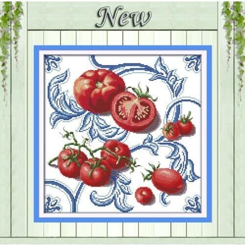 Tomato fruit crafts paintings 11CT patterns printed on canvas 14CT needlework diy dmc cross stitch chinese Sets Embroidery kits