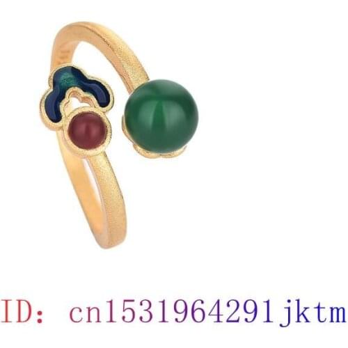 Green Jade Ring Fashion Gifts Crystal 925 Silver Jewelry Charm Men Gemstone Zircon Chalcedony Amulet Women Natural