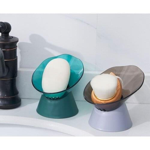 Creative Curved Design Soap Box Bathroom Kitchen Soap Sponge Sundries Drain Rack Simple Vertical Soap Dish Quick Drain