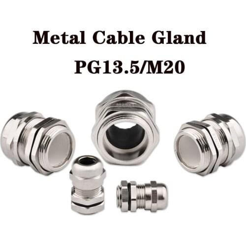 Metal Cable Gland PG13.5 M20 Waterproof Nickel Metal Wire Connector Wire Glands for 6-12mm IP68 Metal Brass cable Connector