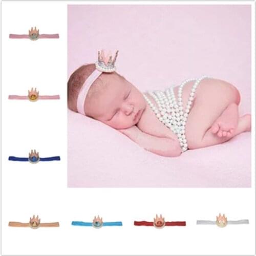 Mini Crown Pearl Decorated with elastic headband 30pcs/lot Princess Tiara Little Girl Hair Accessory 14 colors U pick