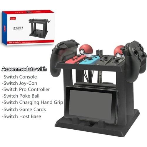 Multifunction Host Base Desk Stand Desktop Cradle for Nintend Switch Console Card Hook Up Pro Joy Controller Pok Plus Ball Pad