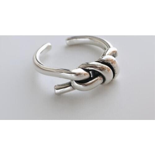 New Fashion Butterfly Knot Simple 925 Sterling Silver Jewelry Retro Thai Silver Simple Opening Rings R168