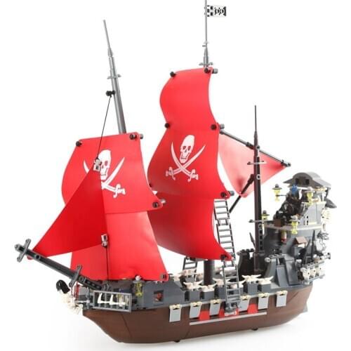 Enlighten Building Block Large Pirate Ship Boat with Cannons Educational Bricks Toy For Boy Gift-No Box