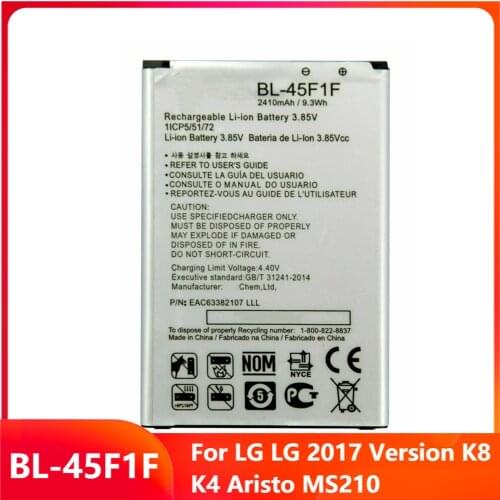 Original Replacement Phone Battery BL-45F1F For LG LG 2017 Version K8 K4 Aristo MS210 BL-45F1F Rechargable Batteries 2410mAh