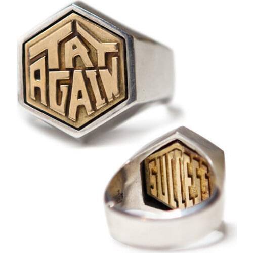 Original hexagon geometry inspires life champion opening ring no inlaid pattern light luxury birthday gift silver jewelry