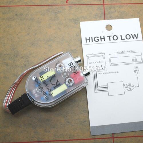 Great 10pcs Car High To Low Impedance Converter Adapter Adjustable Speaker To RCA Line free shipipng