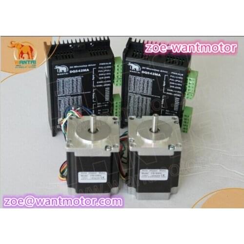Great CNC! Wantai 2 Axis Nema23 Stepper Motor 57BYGH603 287oz-in+Driver DQ542MA 4.2A 50V 125Micro CNC Mill Cut Laser Milling