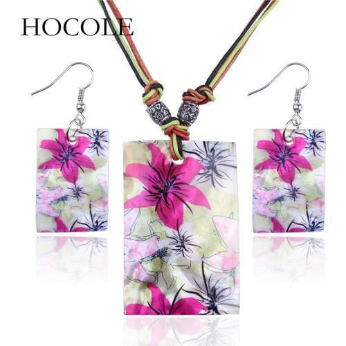 HOCOLE New Arrive Hot Sale Flower Design Statement Necklace Earrings Jewelry Sets Choker Collar Fashion Jewelry For Women Bijoux