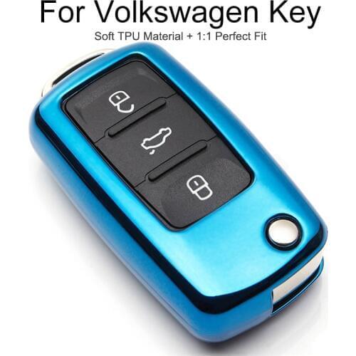 TPU Protection Car Key Cover Case For VW Polo 6R Passat B6 B7 B8 B5.5 CC Scirocco Jetta 6 T5 Sharan Tiguan 2019 Key Chain Ring