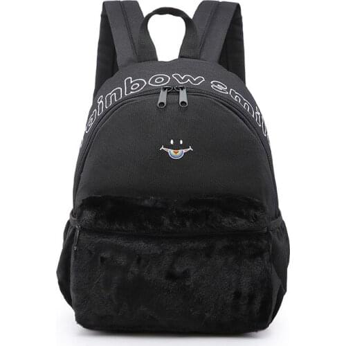 Unisex Kids Fashion Black Pink Small Plush Soft Bags Duffle Anime School Uniform Cosplay Funny Backpacks Storage For Girls Boys