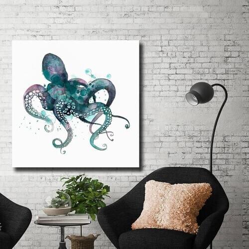 WLONGART Large Picture Canvas Printed Painting Cephalopod Modern Art Print Wall Art Poster for Living Room Unframed