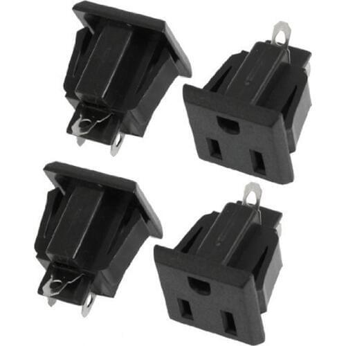 10 Pcs Panel Mount US 3 Pins Power Socket Plug Black Supply Adapter AC 125V 15A PAK55