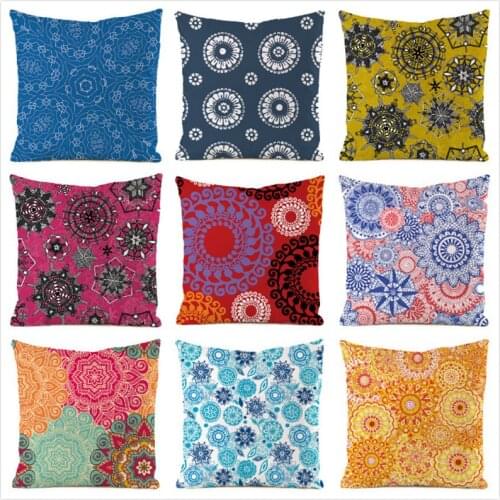 45cm*45cm **Mandala Texture** Inimitated Silk Fabric Throw Pillow Covers Couch Cushion Cover Home Decorative Pillows