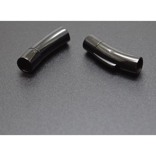 5pcs Hole 6mm Shiny Black Color Stainless Steel Bayonet Clasps For DIY Bracelet Necklace Making Connector Accessories Wholesale