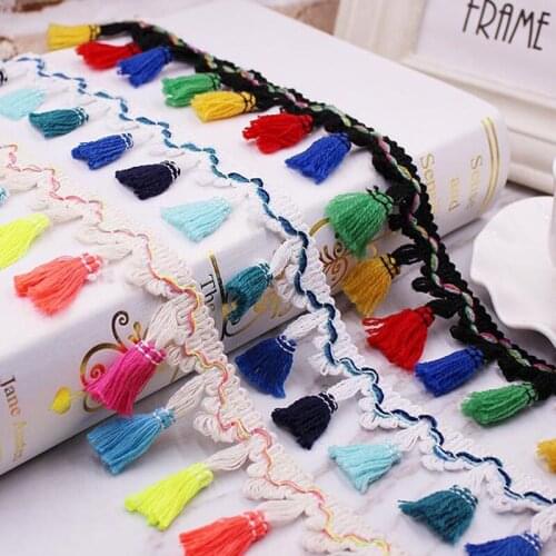 50yards/lot Rainbow Tassel Lace Ribbon Fringe Drop Lace Trims DIY Scarf Crafts Handmade Sewing Curtain Clothes Accessory