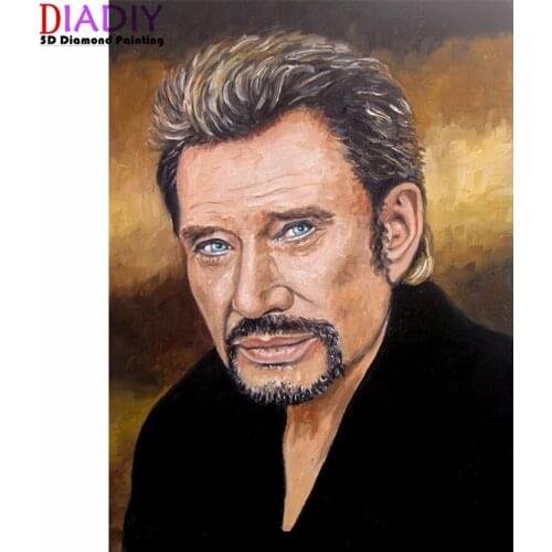 Diy Diamond Embroidery" Johnny Hallyday "Diamond picture Square Rhinestone Full square Diamond Painting heart cross stitch gift