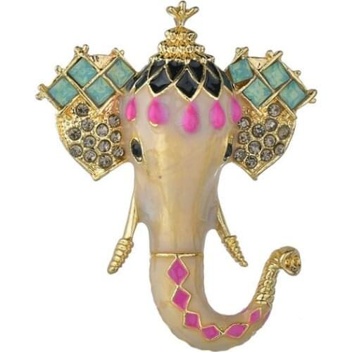 YADA New Enamel Elephant Metalb Pins&Brooches for Lapel Pin Garment Scarf Accessory jewelry Rhinestone Crystal Brooches BH200058