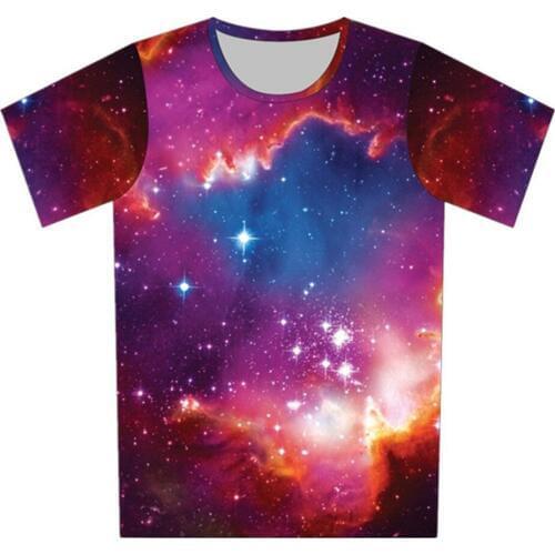 Joyonly 2018 Children Girls Boys Galaxy Space Star Paint Print T shirts Baby Fashion T-shirts Kids Short Sleeve Colorful Clothes