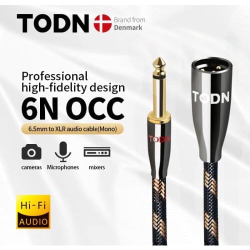 TODN HiFi cable audio AUX jack cable 6N OCC Audio XLR calble 6.5mm Mono plug to XLR plug