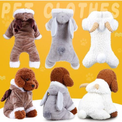 2020 Warm Dog Coats Cosplay Animal Costume Jacket New Soft Thick Fleece Winter Cat Chihuahua Coats Hoodies Pet Products Supplier