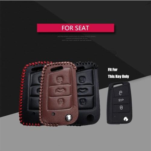 Best Sale Leather Car Key Case Cover Fot Seat Leon Ibiza MK2 MK3 5F 6L 6J FR Ateca Altea Key Holder Key Parts Skin Shell
