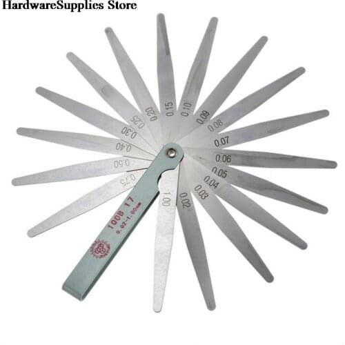 1Pc 100mm Length Metric Feeler Gauge 17 Blade Gap Filler 0.02-1.00mm Thickness Measurement Layout Tool