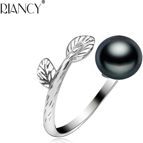 Fashion natural freshwater black pearl ring Branches shape adjustable ring for women wedding gift