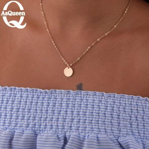 Fashion Jewelry Simple Round Pendant Necklace Gift for Women Girl