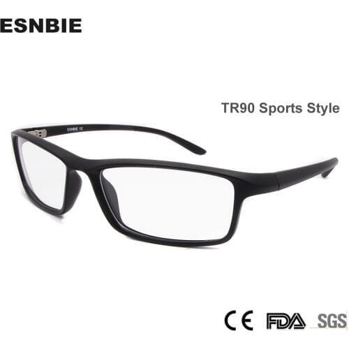 ESNBIE TR90 Men Optical Glasses Frame Square Eyeglasses Frame Male Matt Black Glasses Clear Lens New Oculos 78207